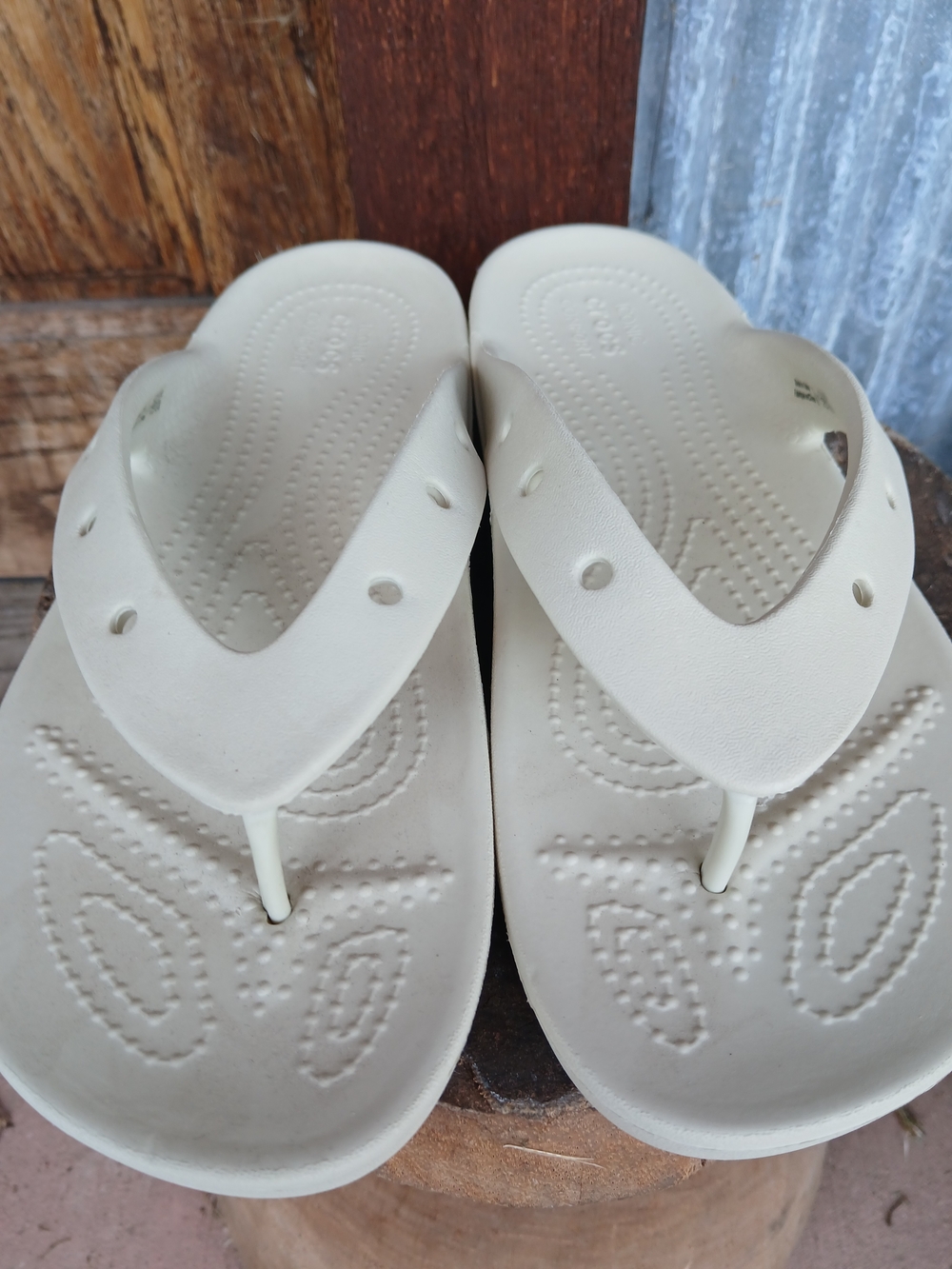 Crocs Classic Platform Flip Sandals - Women's Size 8 - Bone / White NWOT